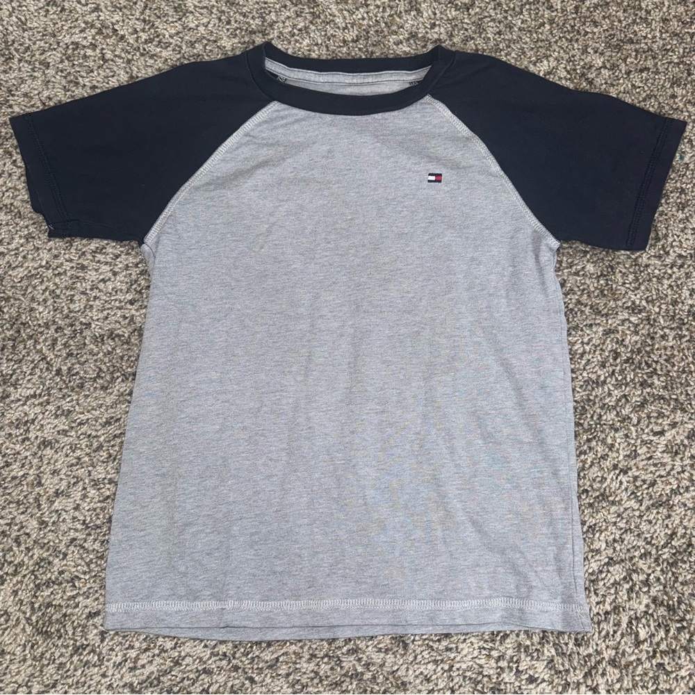Tommy Hilfiger Grey Navy & Red Short Sleeve Tee